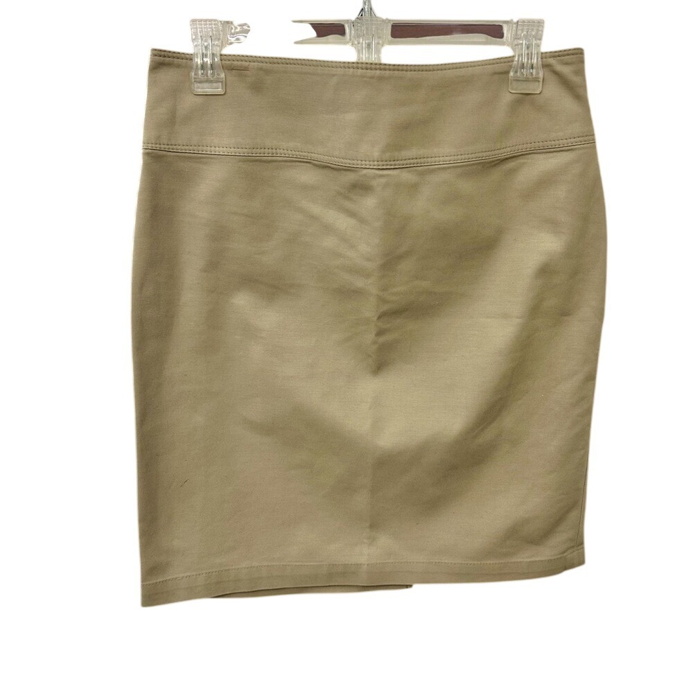 Dalia Collection Modern Fit Khaki Pencil Skirt Size 8 Stretch Fabric NWOT Classy